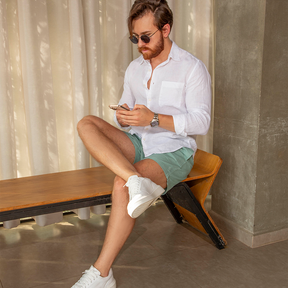 Shorts | Linho Monaco Green